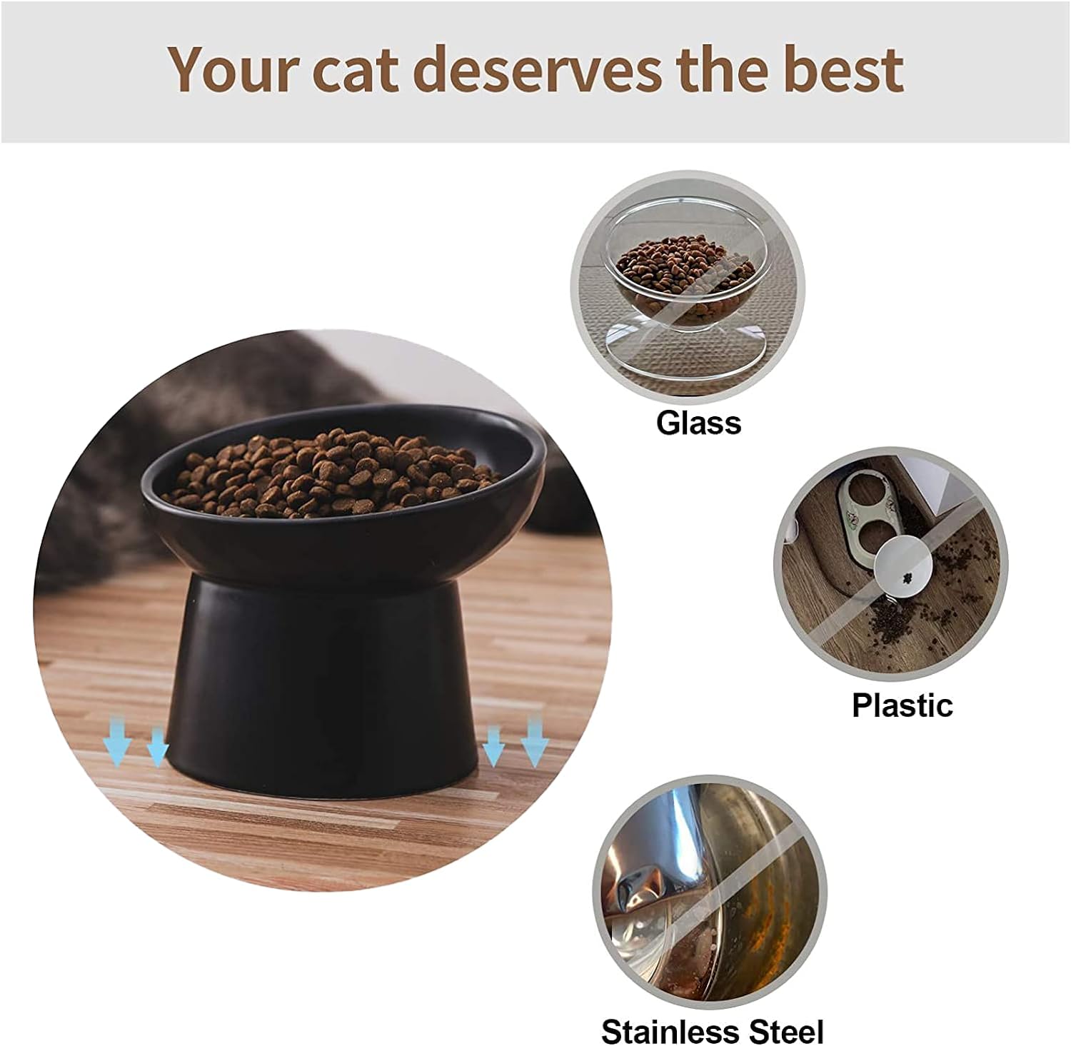 Ceramic Raised Cat Bowls Elevated Porcelain Pet Feeder Dish For Cats And Small Dogs Stress-Free Tilted Pet Food And Water Bowls Set Dishwasher And Microwave Safe
